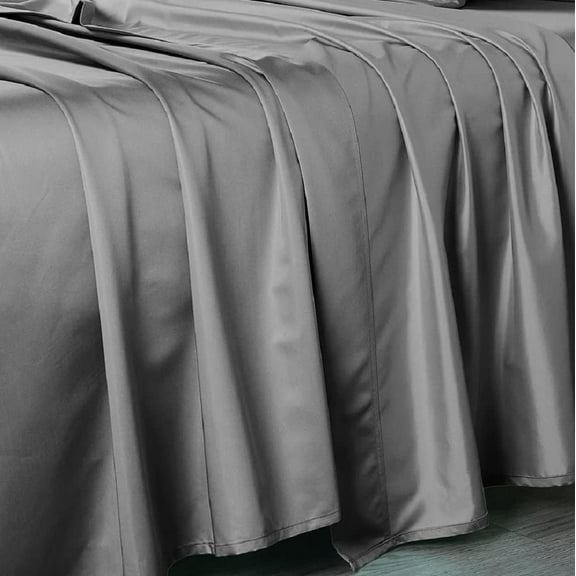 Sheetsnthings Flat Sheet Only (Oversized) 608 Thread Count Pure Cotton Luxurious Bed Linens (120 Inches x 112 Inches) Solid Grey
