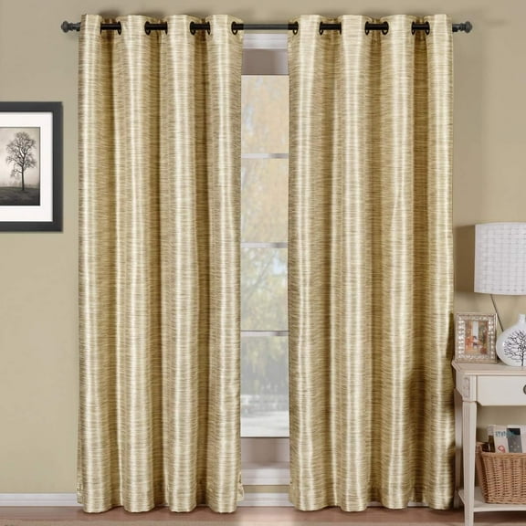 Sheetsnthings Geneva 104-Inch Wide x 84-Inch Long, Set of 2 Grommet Top Blackout Curtains and Drapes, Ivory