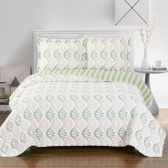 Sheetsnthings Gia Reversible Coverlets, Queen Over-Sized 3pc Quilt Set (92-Inch Wide x 96-Inch Long) Lightweight Bedspread