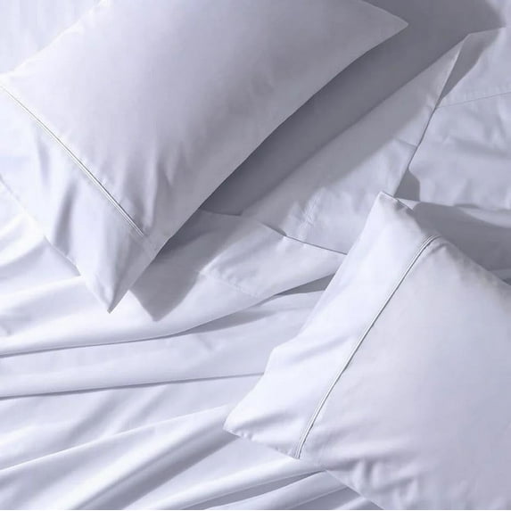 Sheetsnthings Good Weight Pure Cotton Bed Sheet Set (Full Size, Solid White) 16 Inch Deep Pockets- Sateen Woven Soft Sheets