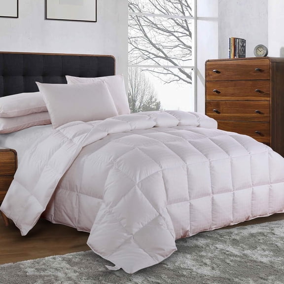 Sheetsnthings Goose Down Comforter Medium Weight/Warmth (Full-Queen Size) 100-Percent Cotton Shell, Dobby Checkered Pattern, Standard Goose Down Fill, All Seasons Duvet Insert