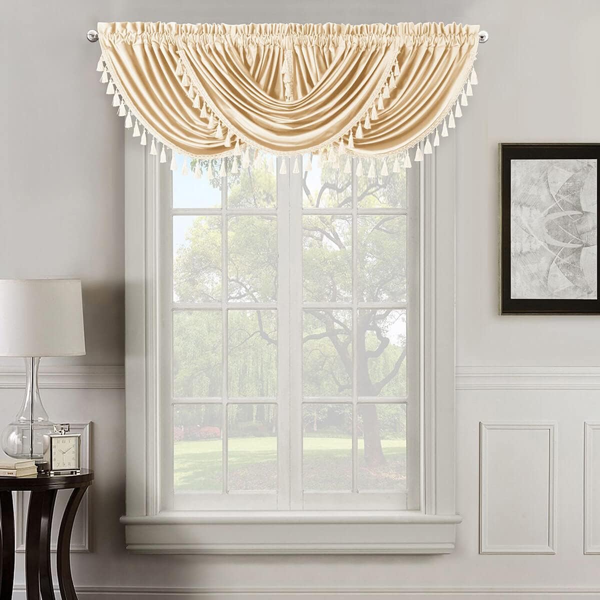 Sheetsnthings Heavyweight Velvet Waterfall Valance, Off White (37x57 ...