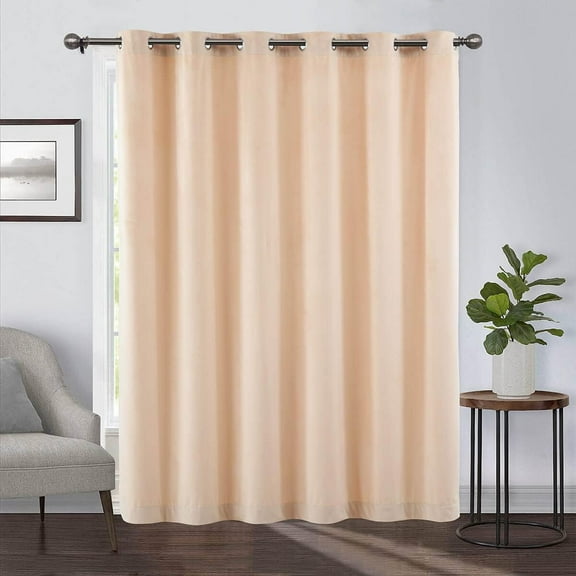 Sheetsnthings Heavyweight Wide Grommet Top Velvet Single Curtain (84"W x 63"L) Beige