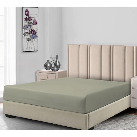Sheetsnthings Low Profile Cotton Sateen Fitted Sheet Only ( 7-10 Inches ) Full Size-Sage, Bed Linens Made in USA