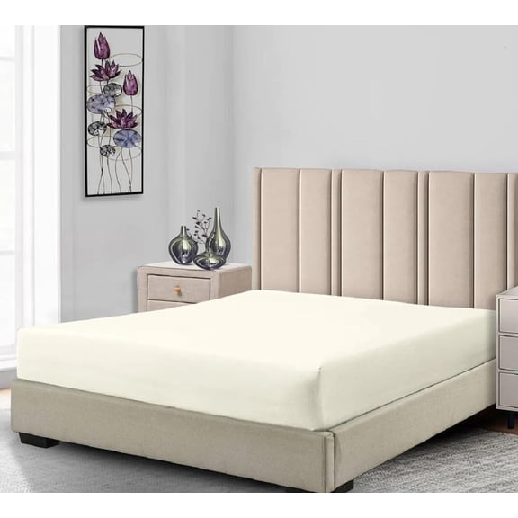 Sheetsnthings Low Profile Cotton Sateen Fitted Sheet Only ( 7-10 Inches ) Twin XL Size-Ivory, Bed Linens Made in USA