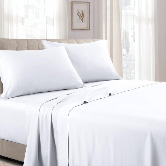 Sheetsnthings Low Profile Cotton Sateen Sheets Set ( 7-10 Inches ) Twin Size-White, 3pc Bed Linens- Made in USA