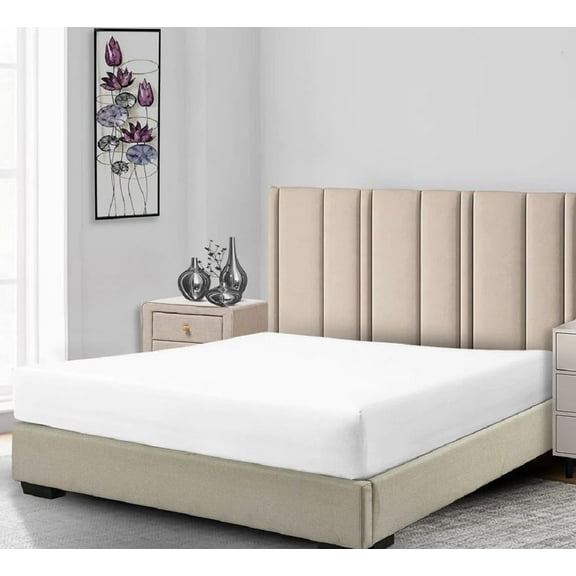 Sheetsnthings Low Profile Fitted Sheet (7-10 Inches) Luxurious Cotton Sateen 500 Thread Count (Queen Size, White) Fitted Sheet Only- Made in USA