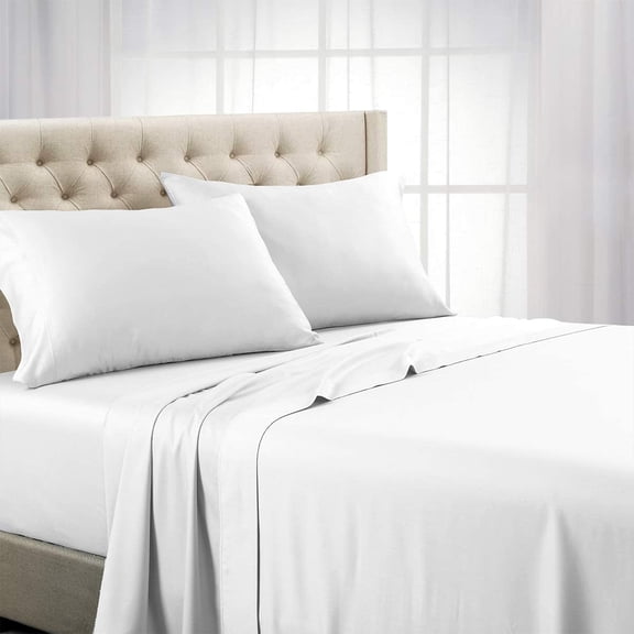 Sheetsnthings Luxury 800 Thread Count Pure Cotton Bed Sheets Set (Queen Size-White) Heavyweight Sateen Weave Linens- Made in USA