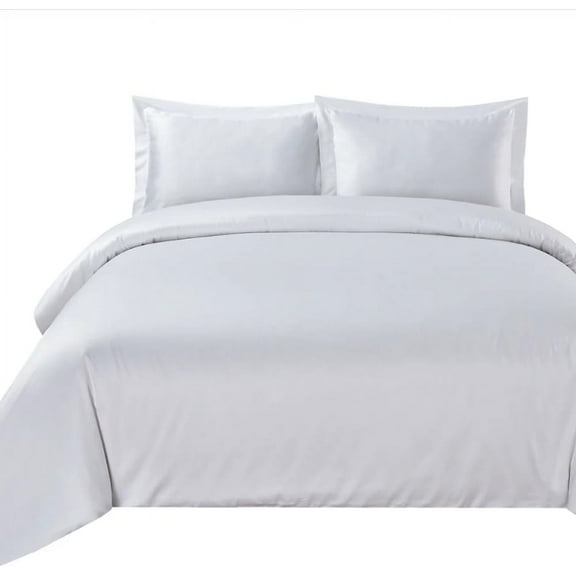 Sheetsnthings Made in USA- Cool and Crisp Percale Cotton Duvet Cover Set (Full/Queen, White) Comforter Cover with 2 Pillow Shams