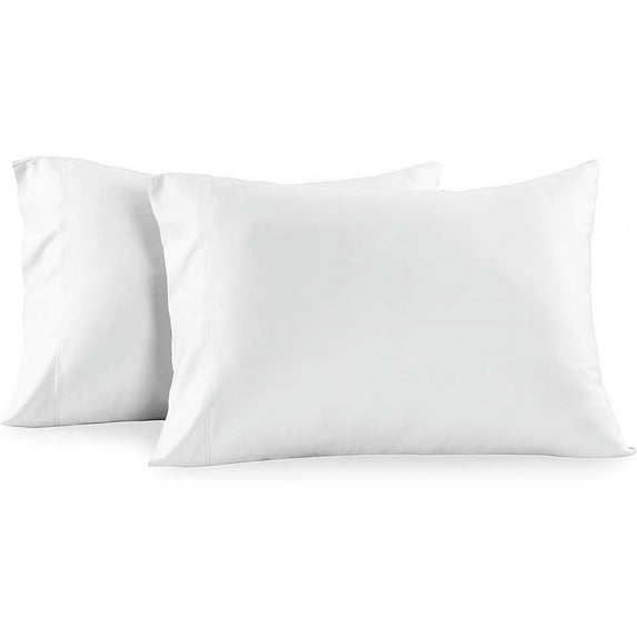 Sheetsnthings Made in USA- Low Profile Cotton Sateen Pillowcases Set (King Size, White) 2pc Pillow Cases