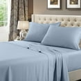 thumbnail image 1 of Sheetsnthings Made in USA- Low Profile Sheet Set (6-10 Inches) Pure Cotton 608 Thread Count, Full Size Bed Sheets, Solid Blue, 1 of 3