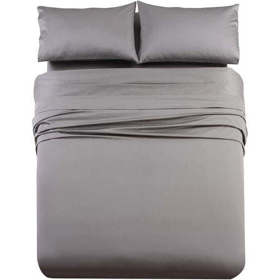 Sheetsnthings Made in USA- Luxurious RV Bed Sheet Set (RV Queen, Grey) Soft Cotton Sateen 608 Thread Count Camper Sheets