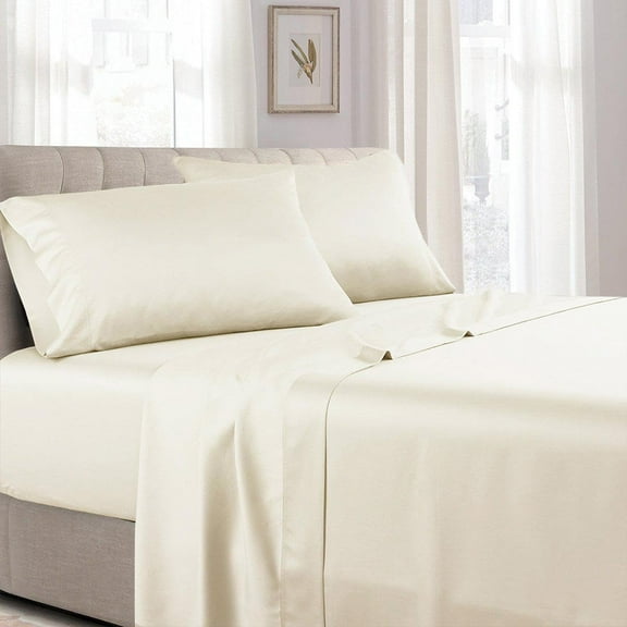 Sheetsnthings Made in USA- Unattached Soft Cotton Sateen Waterbed Sheets Set (California Queen, Ivory)