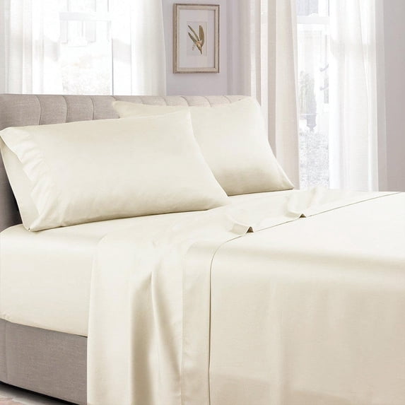 Sheetsnthings Made in USA- Unattached Soft Cotton Sateen Waterbed Sheets Set (Super Single, Ivory)