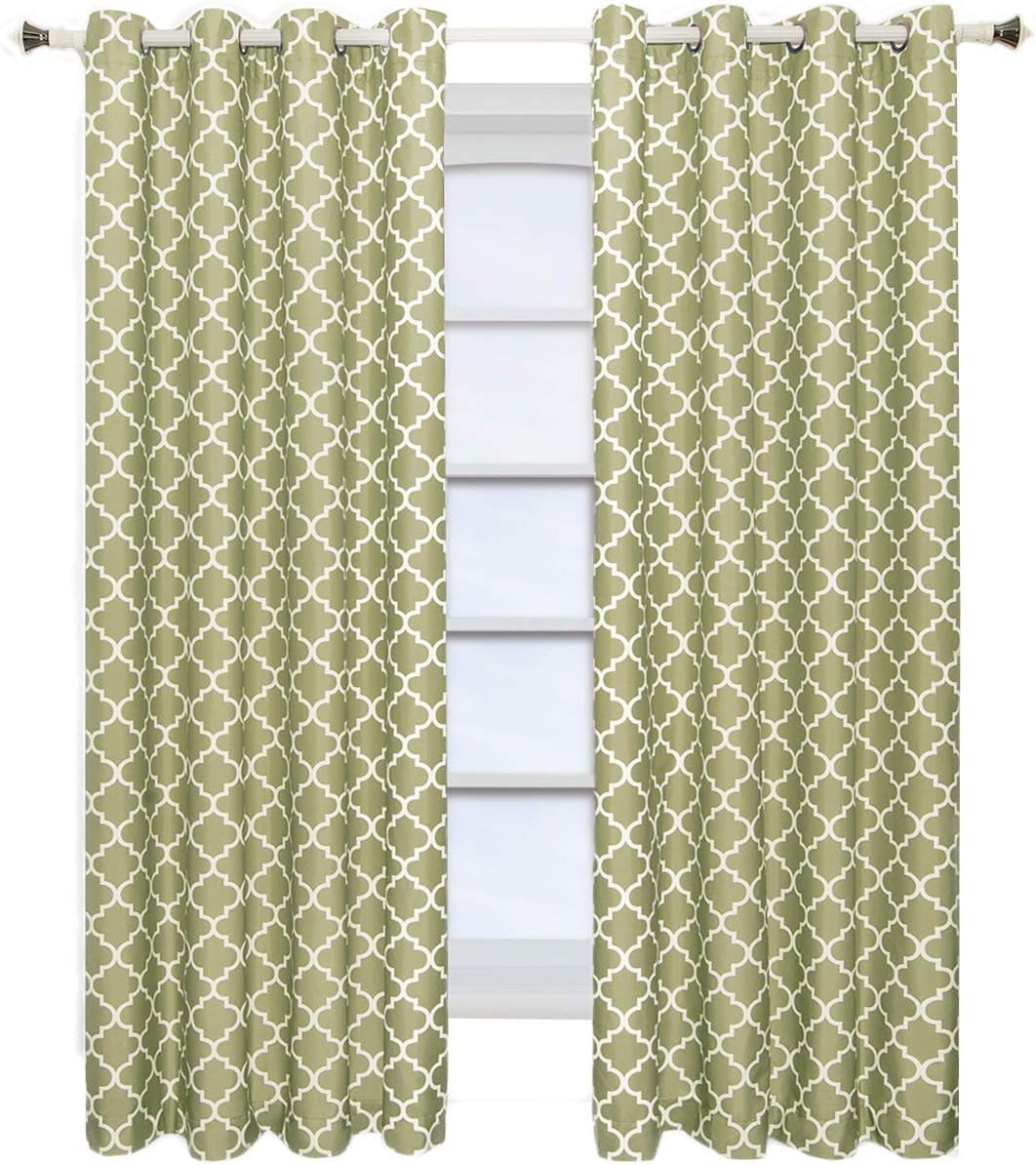 Sheetsnthings Meridian, 52-Inch Wide x 108-Inch Long, Set of 2, Thermal Insulated Room Darkening Curtains, Green