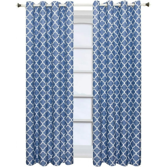 Sheetsnthings Meridian, 52-Inch Wide x 108-Inch Long, Set of 2, Thermal Insulated Room Darkening Curtains, Periwinkle