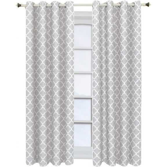 Sheetsnthings Meridian, 52-Inch Wide x 63-Inch Long, Set of 2, Thermal Insulated Room Darkening Curtains, Silver
