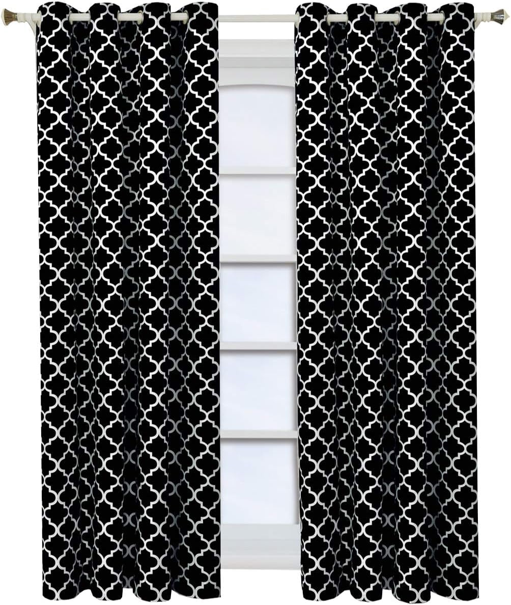 Sheetsnthings Meridian, 52-Inch Wide x 84-Inch Long, Set of 2, Thermal Insulated Room Darkening Curtains, Black