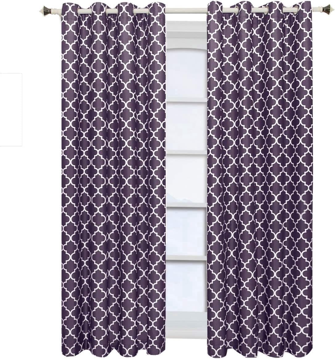 Sheetsnthings Meridian, 52-Inch Wide x 96-Inch Long, Set of 2, Thermal Insulated Room Darkening Curtains, Purple