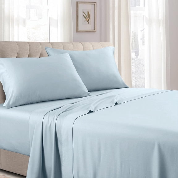 Sheetsnthings RV Short Queen Sheet Set (Blue) Soft Cotton Sateen Camper Sheets- Made in USA