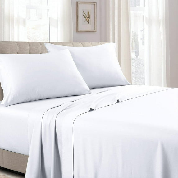 Sheetsnthings RV Short Queen Sheet Set (White) Soft Cotton Sateen Camper Sheets- Made in USA