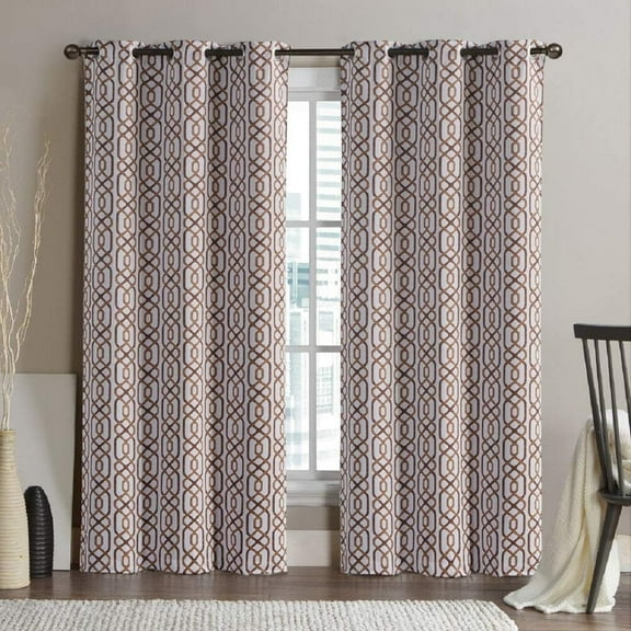 Sheetsnthings Set of 2 Cinnamon Alexander Thermal Insulated Woven Blackout Window Curtain Grommet Panels - Pair -76" W x 96" L