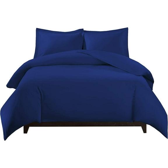 Sheetsnthings Silky Soft Viscose from Bamboo Full/Queen 3PC Duvet Cover Set, Royal Blue, Cool and Breathable Comforter Covers