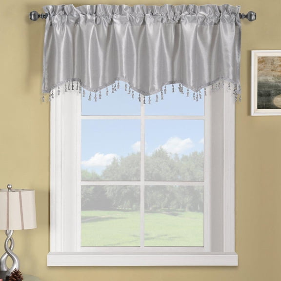 Sheetsnthings Silver One Straight Valance Measures 70 inch Wide by 17 inch Drop(Length), 100% Polyester