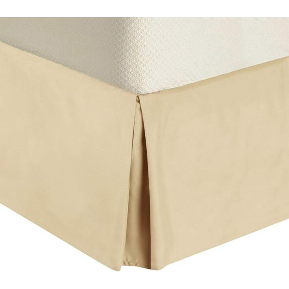 Sheetsnthings Solid 300 Thread Count, 100% Cotton Full Pleated Tailored with 15-Inch Drop and Split Corners Bed Skirt, Beige