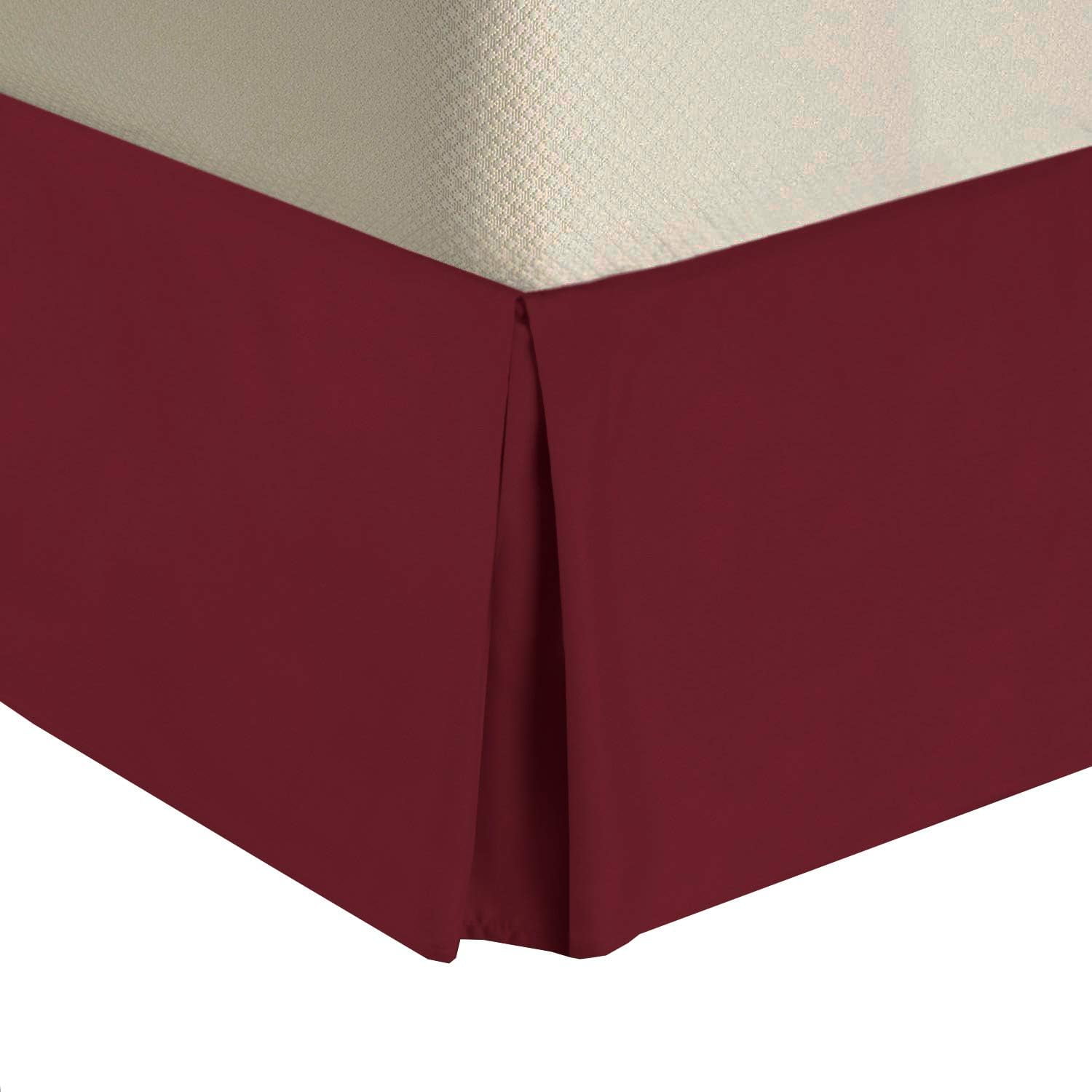 Sheetsnthings Solid 300 Thread Count, 100% Cotton Twin XL Pleated Tailored with 15-Inch Drop and Split Corners Bed Skirt, Burgundy