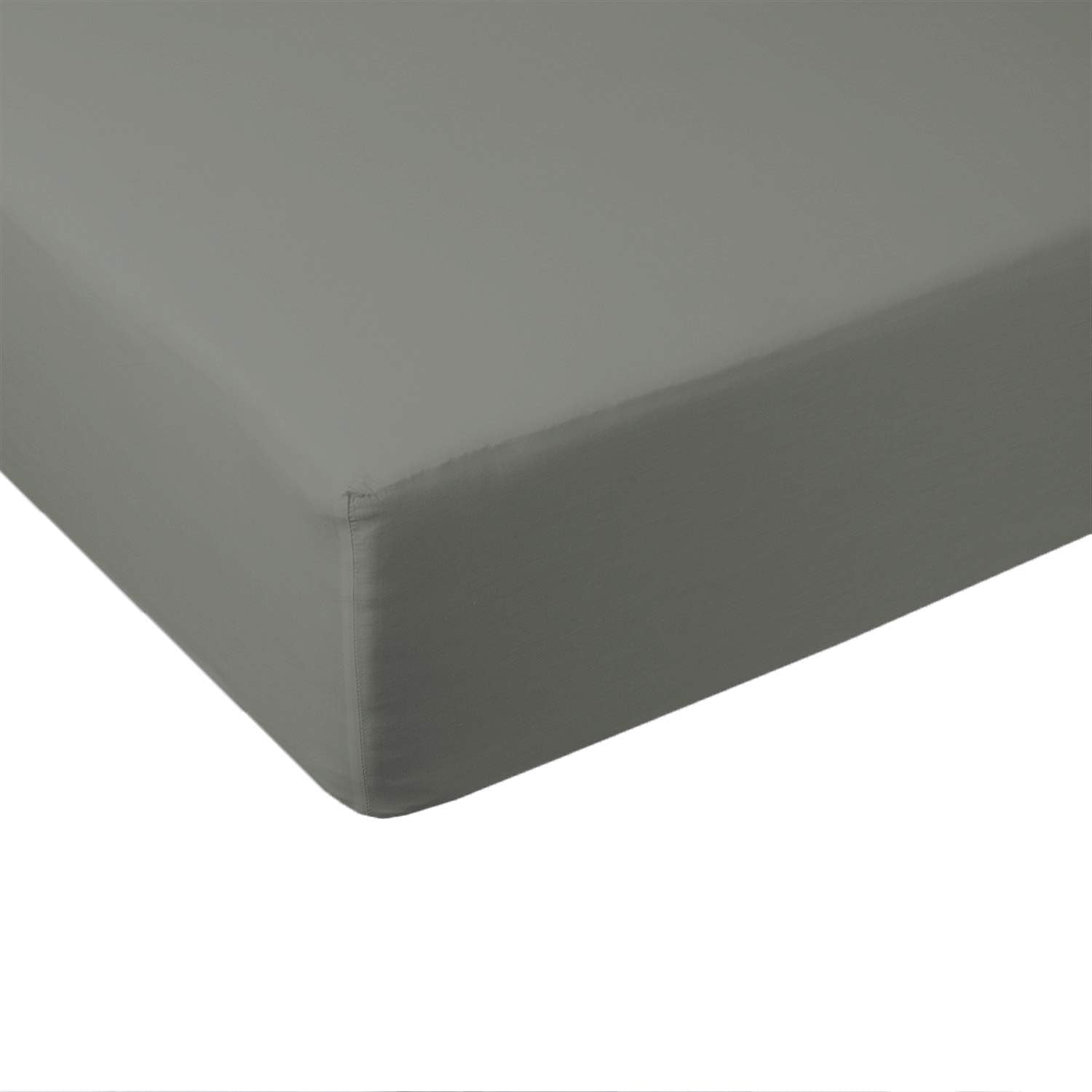 Sheetsnthings Solid 600-Thread-Count, Viscose from Bamboo Full Double Size Fitted Sheet, Grey