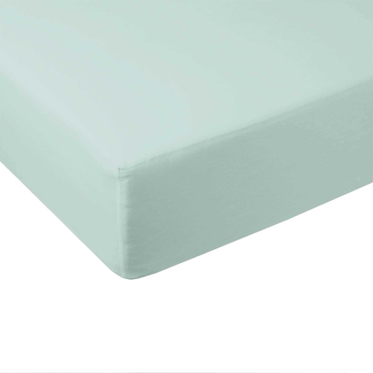 Sheetsnthings Solid 600-Thread-Count, Viscose from Bamboo Queen Size Fitted Sheet, Sea