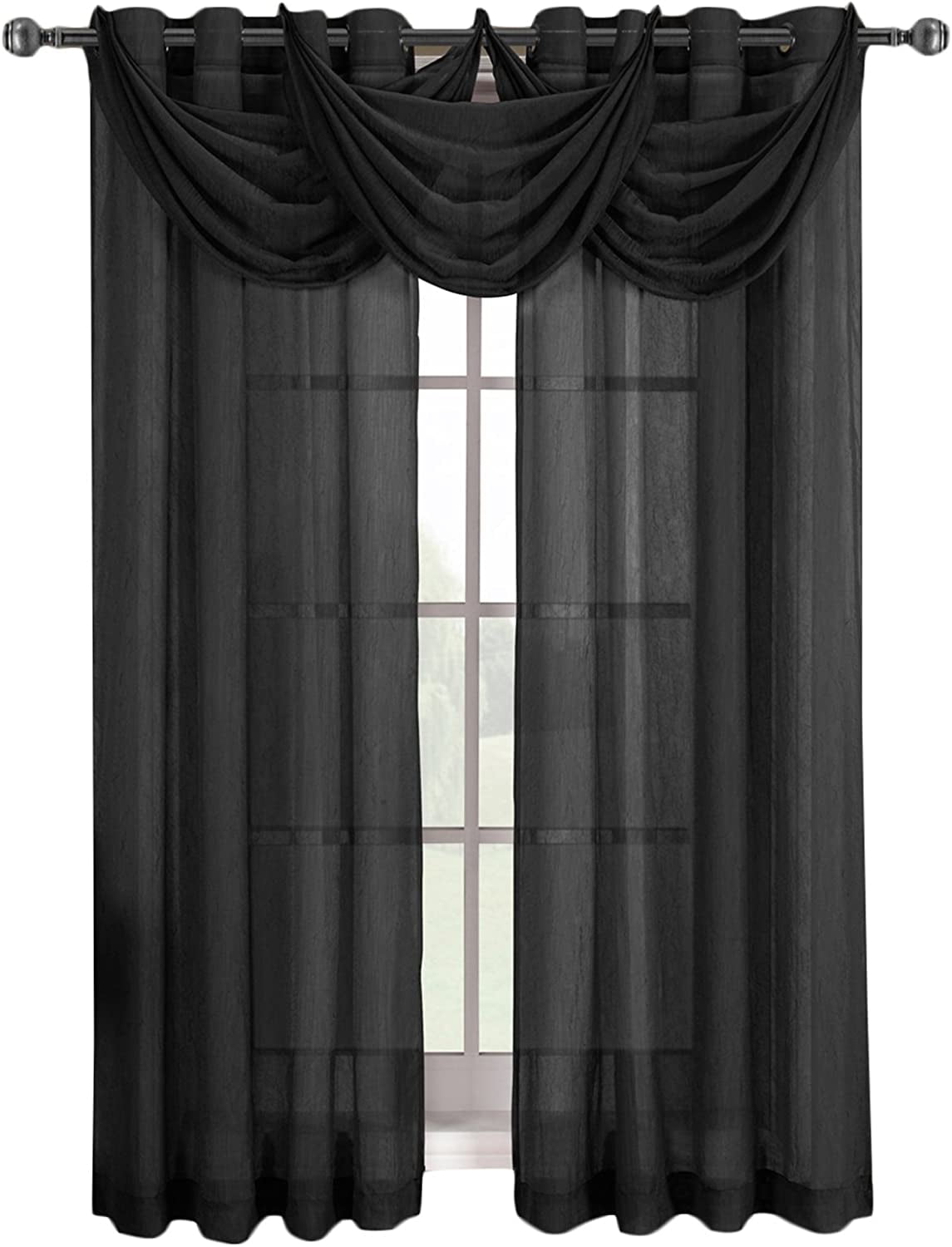 Sheetsnthings Solid Abri Grommet 24 Inch Wide X 24 Inch Long 1   Sheetsnthings Solid Abri Grommet 24 Inch Wide X 24 Inch Long 1 Crushed Sheer Waterfall Valance Black 7a6d414e 84ec 43e5 97f2 9348c9d8cecb.52be81b110563ccd18cf805d4f71c4a7 