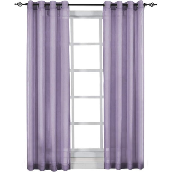 Sheetsnthings Solid Abri Grommet, 50-Inch Wide x 120-Inch Long Panel, Set of 2 Crushed Sheer Curtain Panels, Lavender