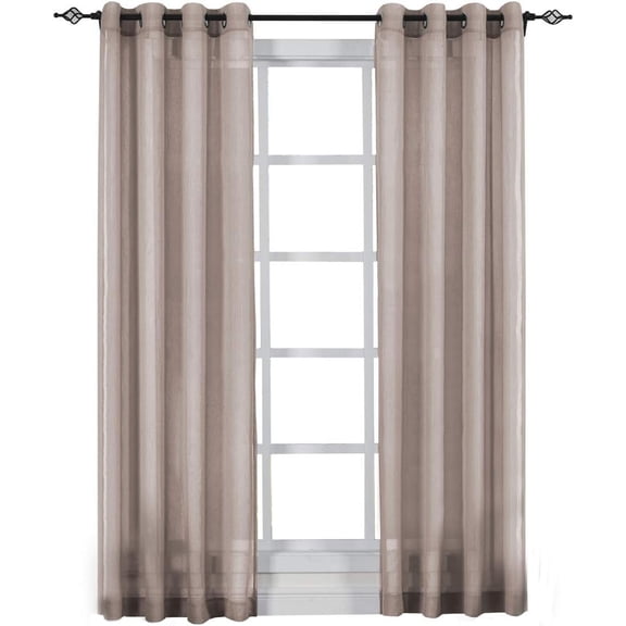 Sheetsnthings Solid Abri Grommet, 50-Inch Wide x 120-Inch Long Panel, Set of 2 Crushed Sheer Curtain Panels, Mauve