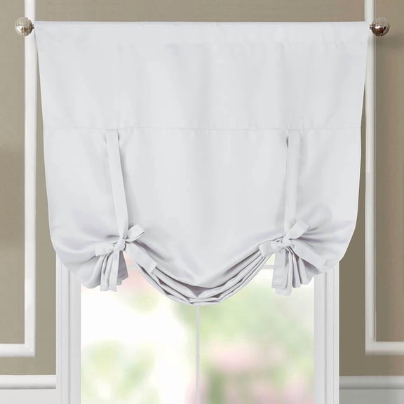 Sheetsnthings Stanton 37-Inch Wide x 63-Inch Long, Triple Weave Blackout Rod Pocket Tie-Up Shade for Small Window, Kitchen or Bathroom Balloon Blind, Navy