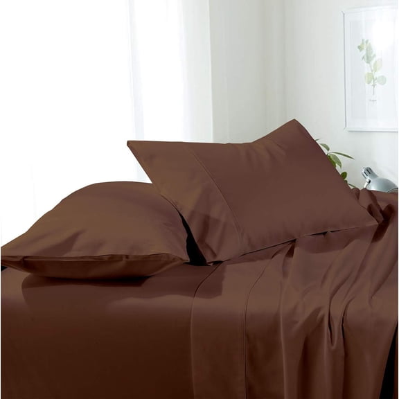 Sheetsnthings Super Soft Wrinkle Resistant Microfiber Bed Sheets Sets with 15" Deep Pockets, California King, Solid Chocolate