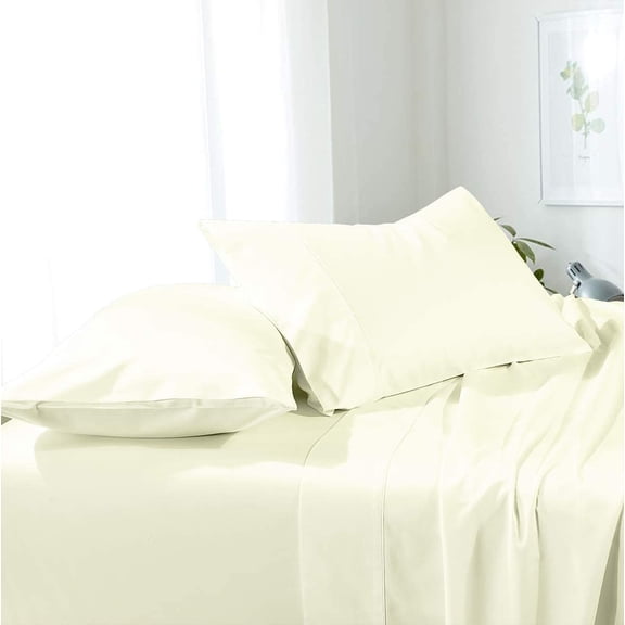 Sheetsnthings Super Soft Wrinkle Resistant Microfiber Bed Sheets Sets with 15" Deep Pockets, Queen, Solid Ivory