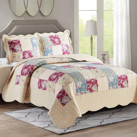 Sheetsnthings Tania Westlife Fashions Antique Reversible Coverlets, California King Over-Sized 3pc Quilt Set (110-Inch Wide x 96-Inch Long) Lightweight Bedspread