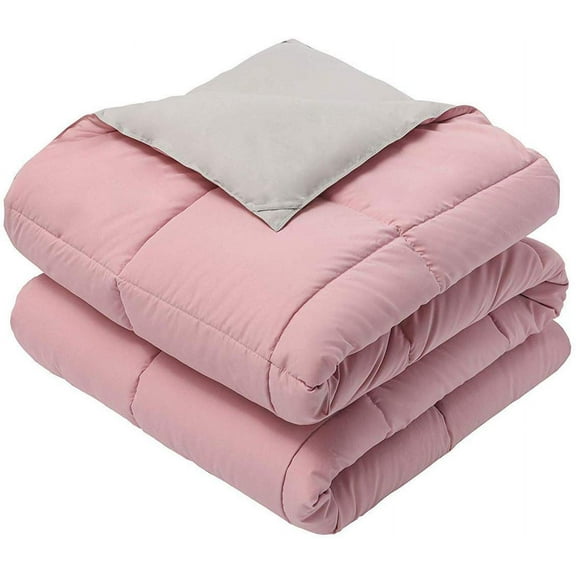 Sheetsnthings Throw Blanket, Reversible Soft Medium Warmth (50-Inch Wide x 75-Inch Long) Down Alternative Comforter, Blush-Grey
