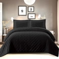 thumbnail image 1 of Sheetsnthings Velvet Black Fluffy Coverlets, King/California King Oversized 3pc Quilt Set (110-Inch Wide x 96-Inch Long) All Seasons Bedspread with Embroidered Mini Dots, 1 of 2