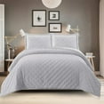 thumbnail image 1 of Sheetsnthings Velvet Grey Fluffy Coverlets, Twin/Twin XL Oversized Oversized 2pc Quilt Set (68-Inch Wide x 90-Inch Long) All Seasons Bedspread with Embroidered Mini Dots, 1 of 2