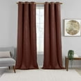 thumbnail image 1 of Sheetsnthings Virginia 37-Inch Wide x 108-Inch Long Panel, Blackout Weave Embossed Set of 2 Grommet Top Curtains, Chocolate, 1 of 5