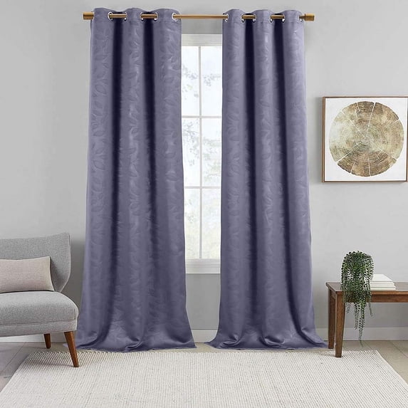 Sheetsnthings Virginia 37-Inch Wide x 63-Inch Long Panel, Blackout Weave Embossed Set of 2 Grommet Top Curtains, Grey