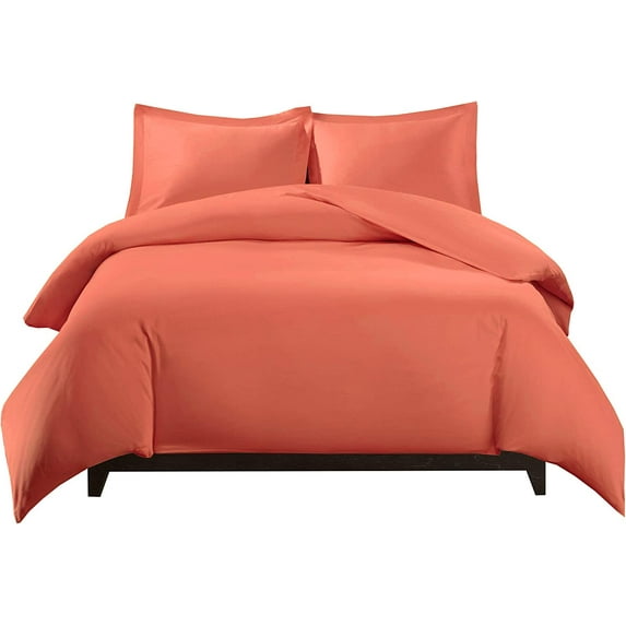 Sheetsnthings Viscose from Bamboo Duvet Bedding Set-Medium Weight Down Alternative Comforter (Duvet Insert with Duvet Cover and 2-Shams) King/California King, Solid Coral