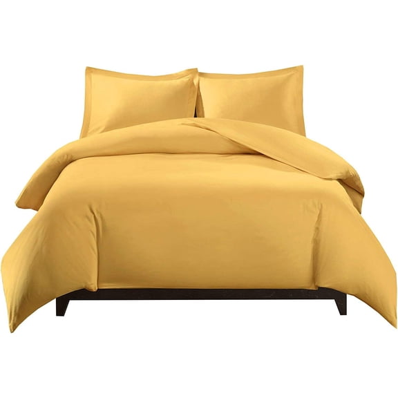 Sheetsnthings Viscose from Bamboo Duvet Bedding Set-Medium Weight Down Alternative Comforter (Duvet Insert with Duvet Cover and 2-Shams) King/California King, Solid Gold