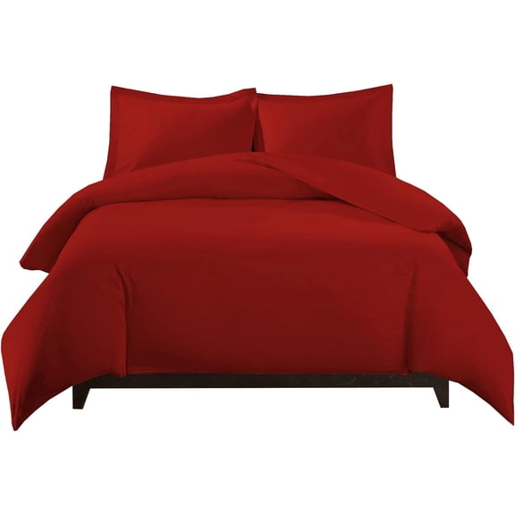 Sheetsnthings Viscose from Bamboo Duvet Bedding Set-Medium Weight Down Alternative Comforter (Duvet Insert with Duvet Cover and 2-Shams) King/California King, Solid Red