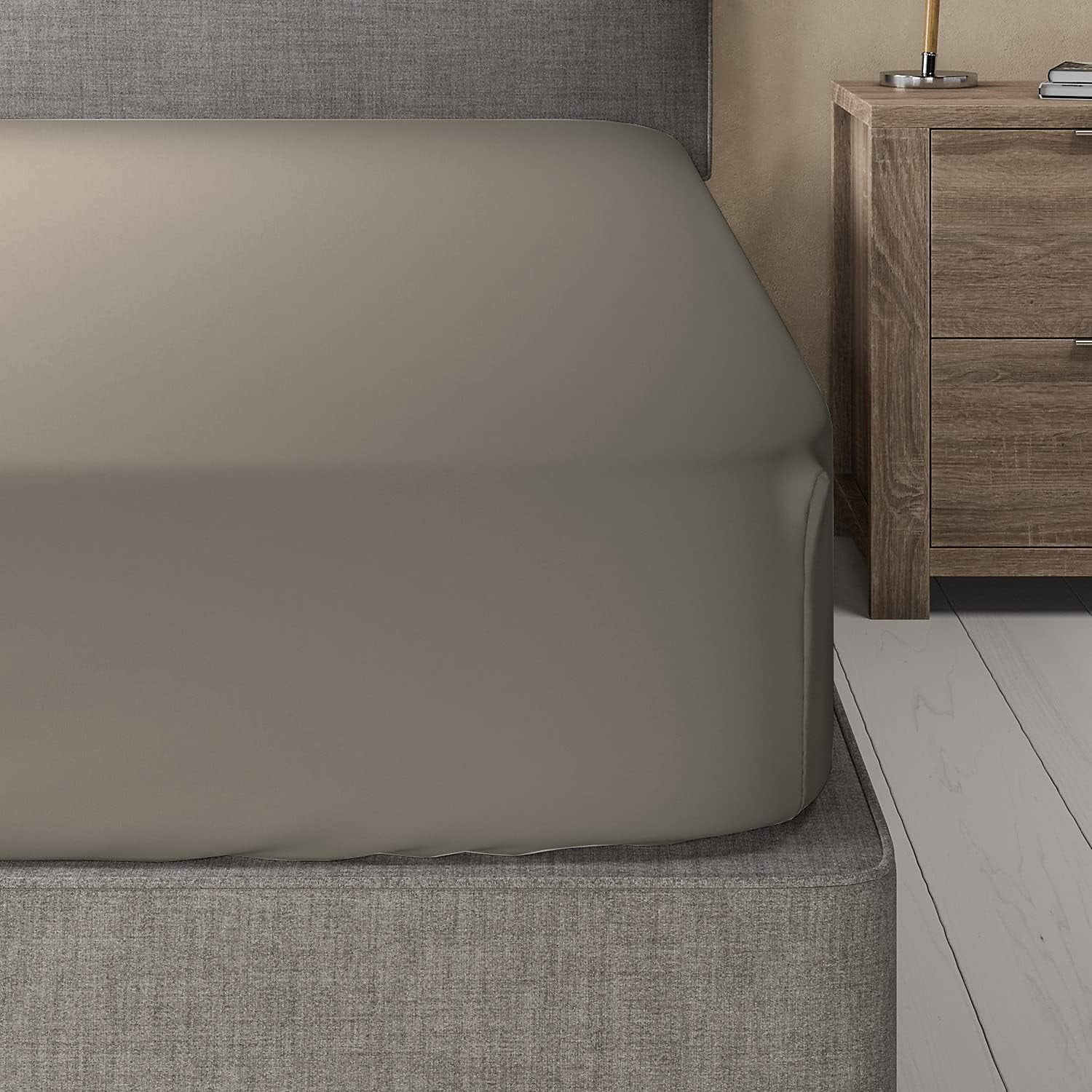 Sheetsnthings Viscose from Bamboo-Cotton Blended Fitted Sheet Only (Full, Solid Grey) Silky Soft 16-Inch Deep Pocket Bottom Sheet