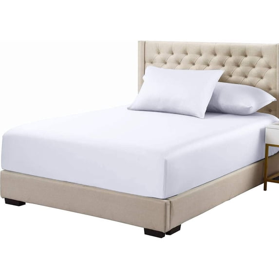 Sheetsnthings Viscose from Bamboo Fitted Bottom Sheet Only, Full Size, Deep Pocket, Extremely Soft Sheets, Solid White