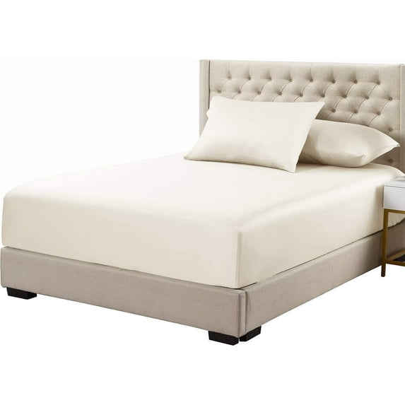Sheetsnthings Viscose from Bamboo Fitted Bottom Sheet Only, King Size, Deep Pocket, Extremely Soft Sheets, Solid Ivory